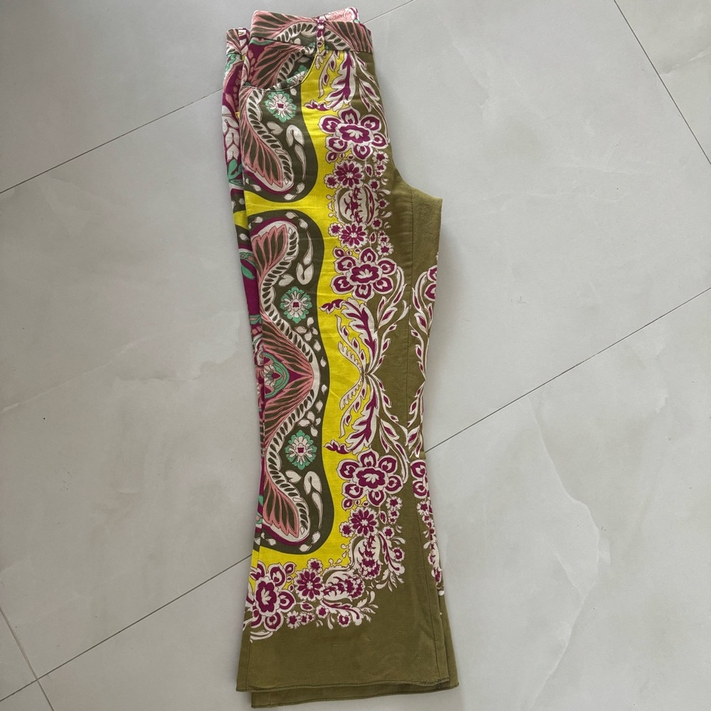 Zara Cropped Flared Linen pants - Picture 3 of 8